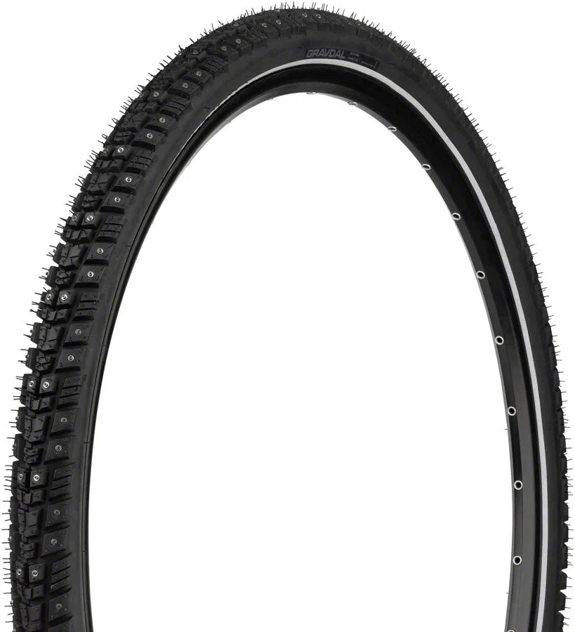 Gravdal Tire - 700 x 45 Tubeless Folding BLK 60 TPI 240 Concave Carbide Aluminum Studs - Bicycle Warehouse