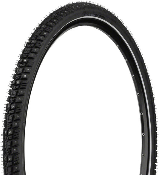 Gravdal Tire - 700 x 45 Tubeless Folding BLK 60 TPI 240 Concave Carbide Aluminum Studs - Bicycle Warehouse