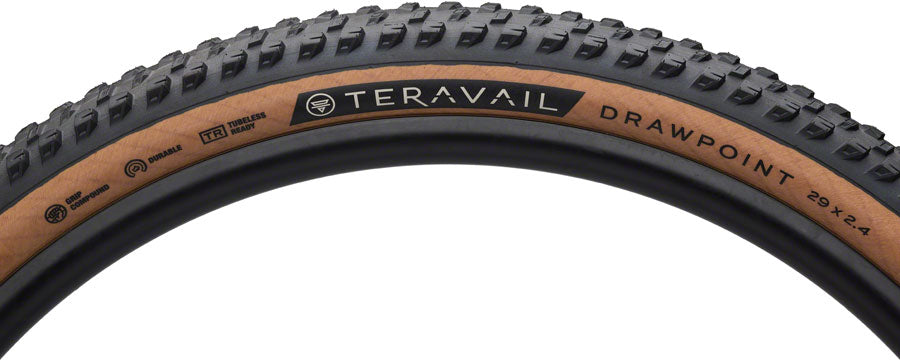 Teravail Drawpoint Tire - 29 x 2.4 Tubeless Folding Tan Durable Grip Compound - Bicycle Warehouse
