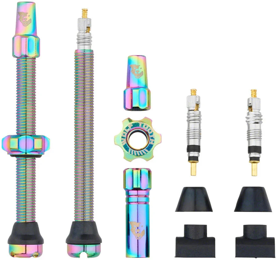 Tubeless Valve Stem Kit - 60 mm Rainbow - Bicycle Warehouse
