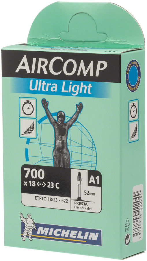 Michelin Aircomp Ultra Light Tube - 700 x 18 - 23mm 52mm Presta Valve - Bicycle Warehouse