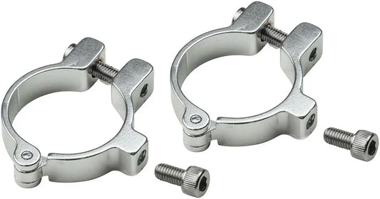 Hinged Water Bottle Cage Clamps - 31.8mm Silver - Bicycle Warehouse