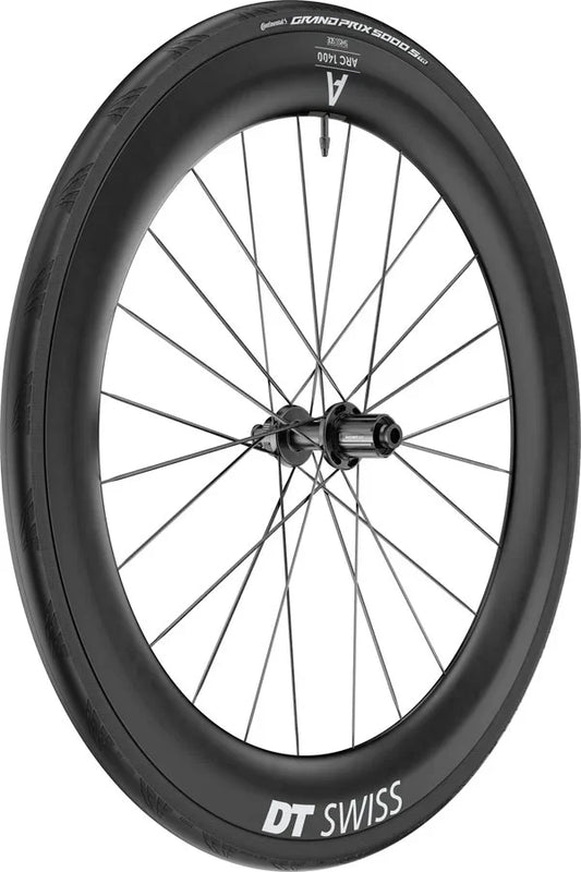 DT Swiss ARC 1400 DiCut 65 Rear Wheel - 700 12 x 142mm Center-Lock HG11 Road/XDR Ratchet EXP 36 BLK WTS w/GP5000 STR Tire - Bicycle Warehouse