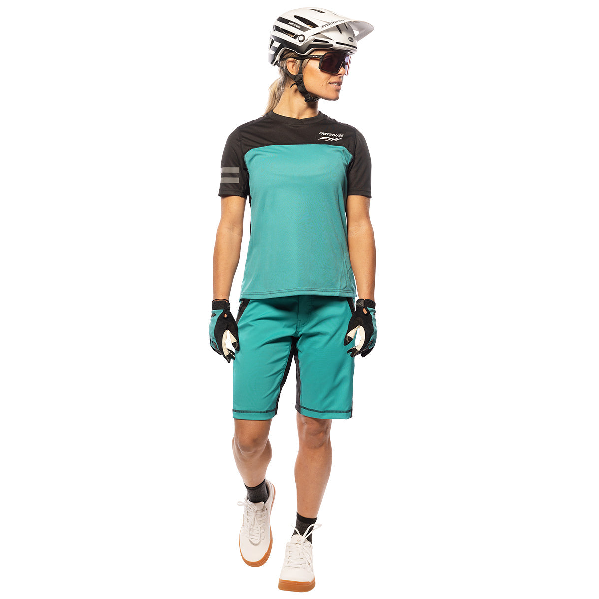 Alloy Sidewinder SS Women's Jersey - Black/Teal - Bicycle Warehouse