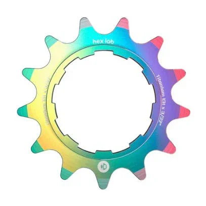 Hex Lab 3/32" CNC Titanium Cog Rainbow - 13t - Bicycle Warehouse