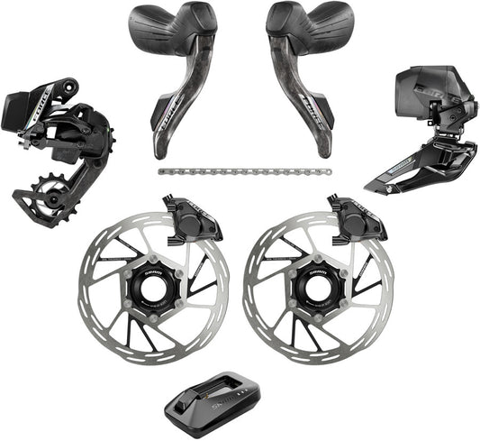 SRAM Force eTap AXS Road Groupset - 2x12-Speed HRD Shift/Brake Levers FM Calipers CL Rotors Chain F/R Derailleurs E2