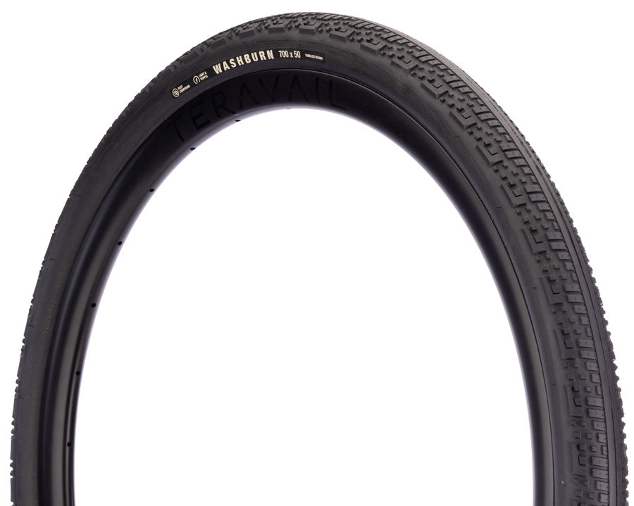 Teravail Washburn Tire - 700 x 50 Tubeless Folding BLK Durable Fast Compound