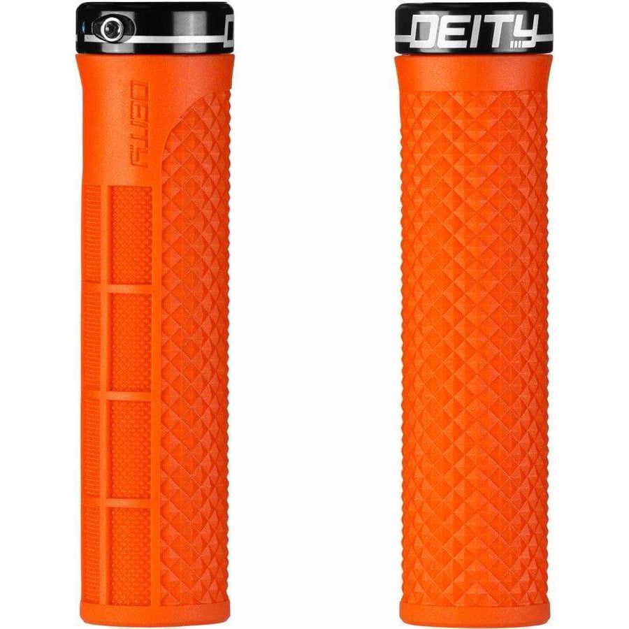 Deity Components Lockjaw Bike Handlebar Grips - Orange, Lock-On