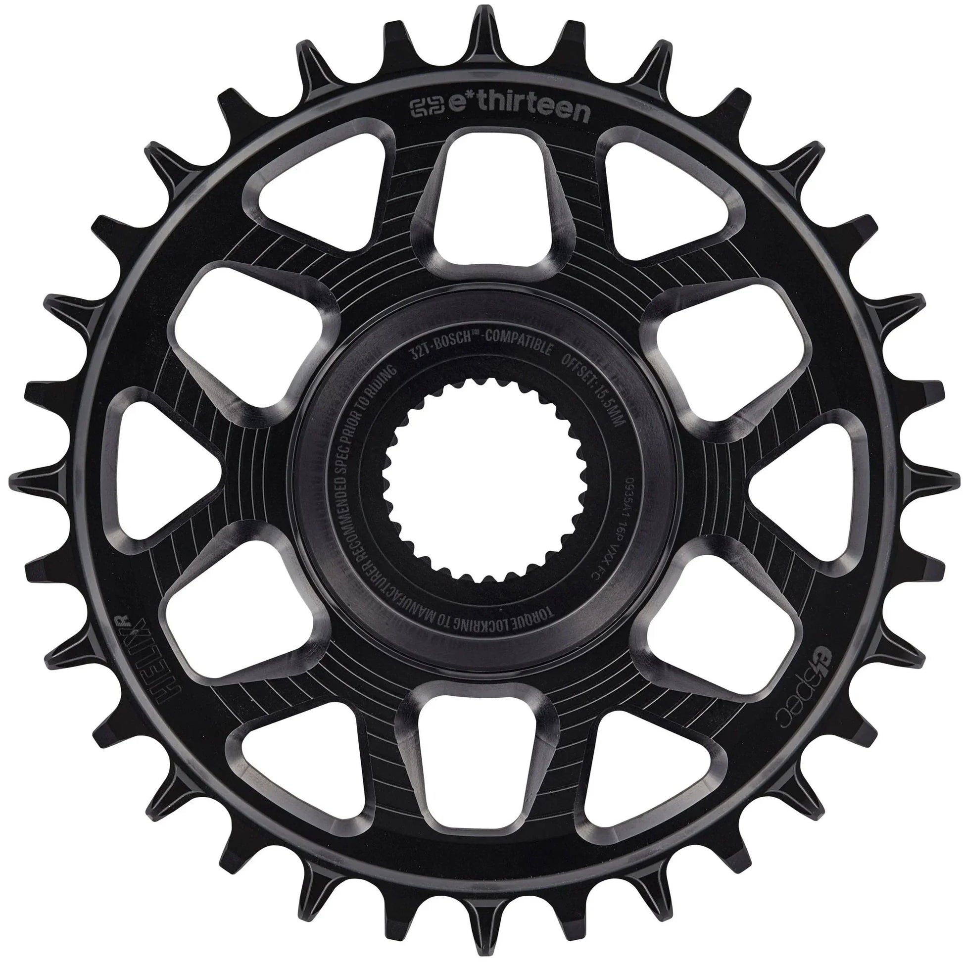 e*thirteen Helix Race e*spec Chainring - Bosch Gen4 Direct Mount 13mm Offset 34T 11/12 Speed BLK - Bicycle Warehouse