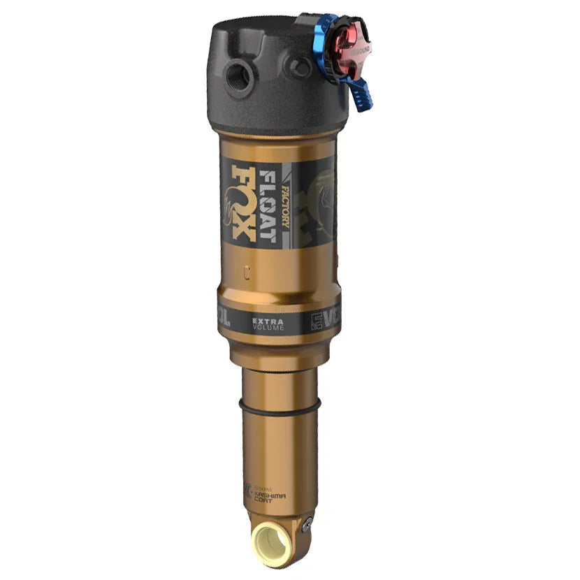 FOX FLOAT Factory Rear Shock - Trunnion Metric 185 x 55 mm 0.1 Spacer 2-Position Lever EVOL LV Kashima Coat - Bicycle Warehouse