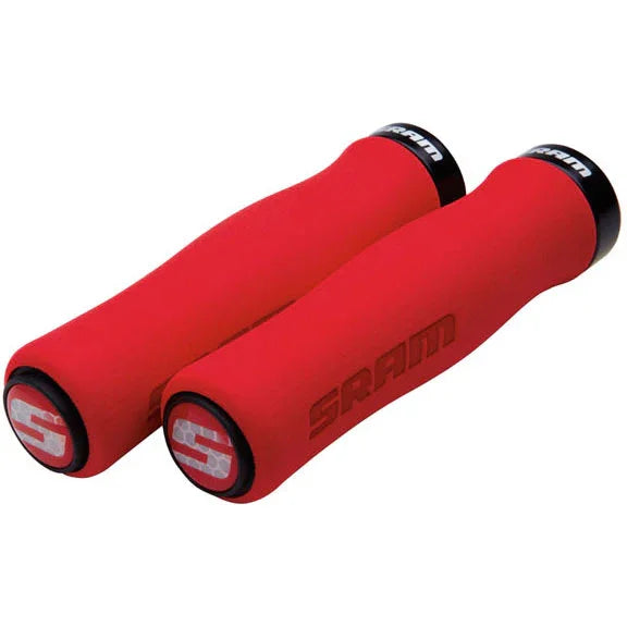 Locking MTB Contour Foam Grip Set Red/Black - Bicycle Warehouse