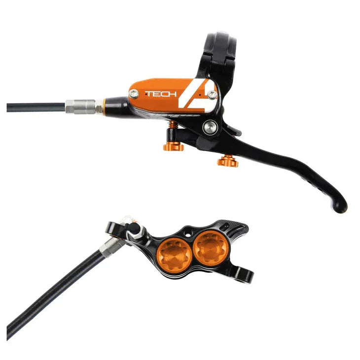 Tech 4 E4 Disc Brake and Lever Set - Rear Hydraulic Post Mount Orange - Bicycle Warehouse