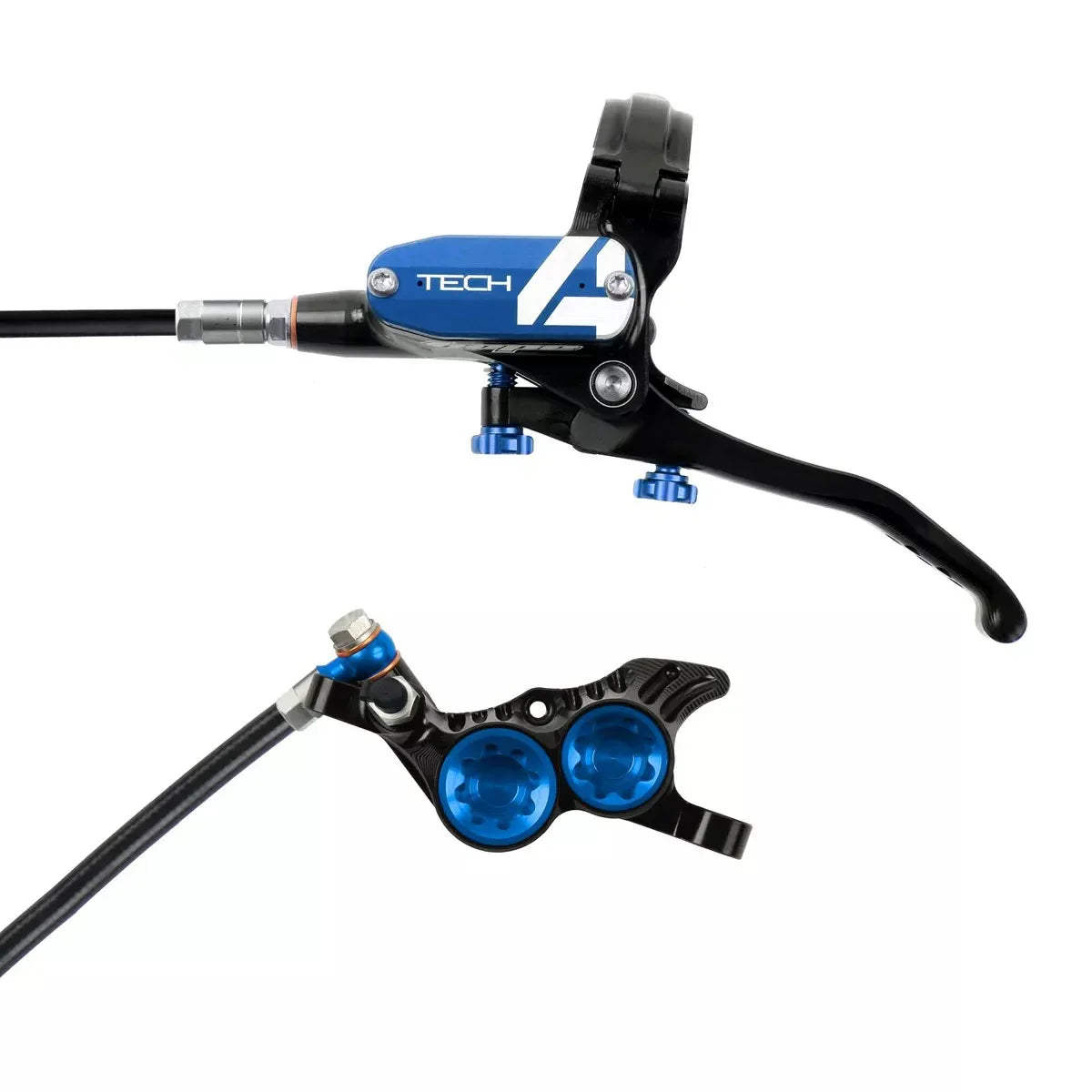 Tech 4 V4 Disc Brake and Lever Set - Rear Hydraulic Post Mount Blue - Bicycle Warehouse