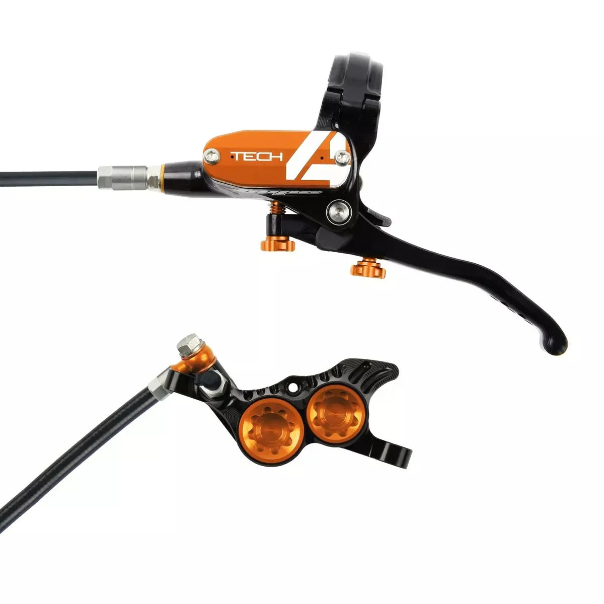 Tech 4 V4 Disc Brake and Lever Set - Rear Hydraulic Post Mount Orange - Bicycle Warehouse