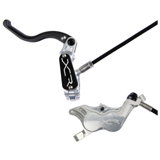 XCR Pro E4 Disc Brake and Lever Set - Front Hydraulic Post Mount Silver - Bicycle Warehouse