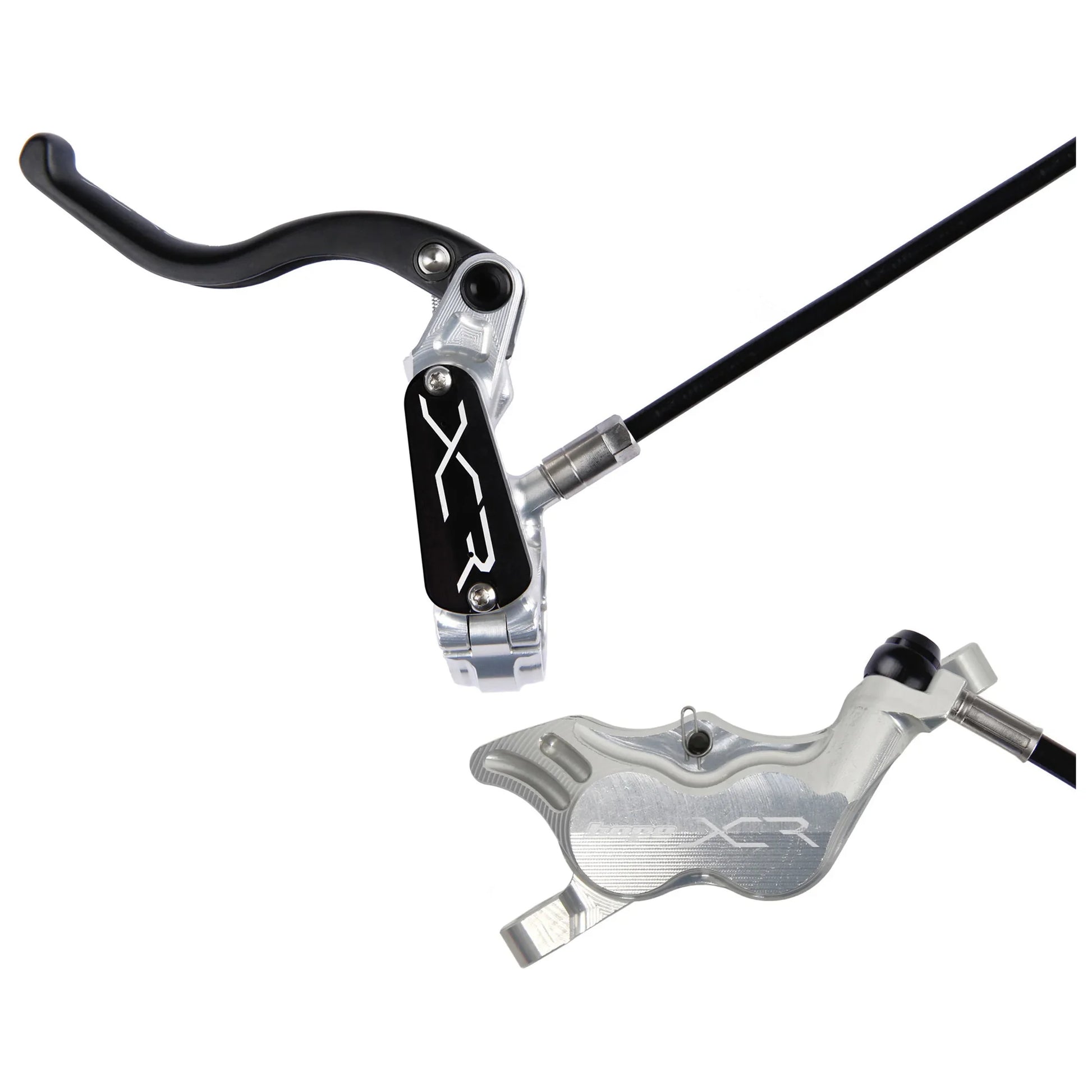 XCR Pro E4 Disc Brake and Lever Set - Rear Hydraulic Post Mount Silver - Bicycle Warehouse
