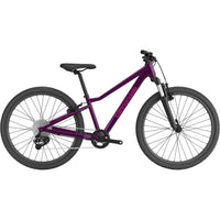 Kids trail bicycle, royal purple frame, front suspension fork, black saddle