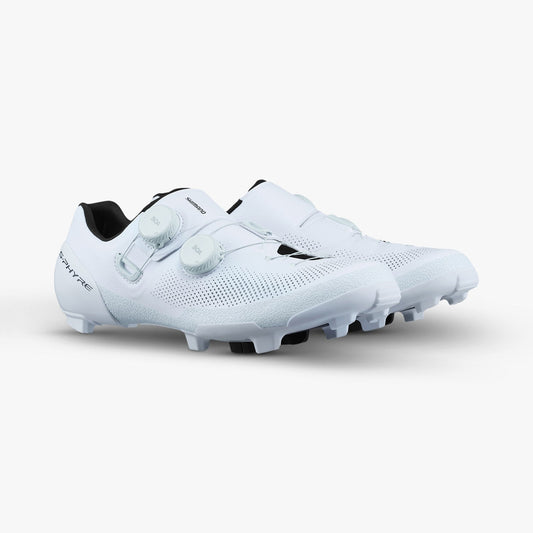 S-PHYRE SH-RX910 white cycling shoe with dual dial closures and a cleated sole
