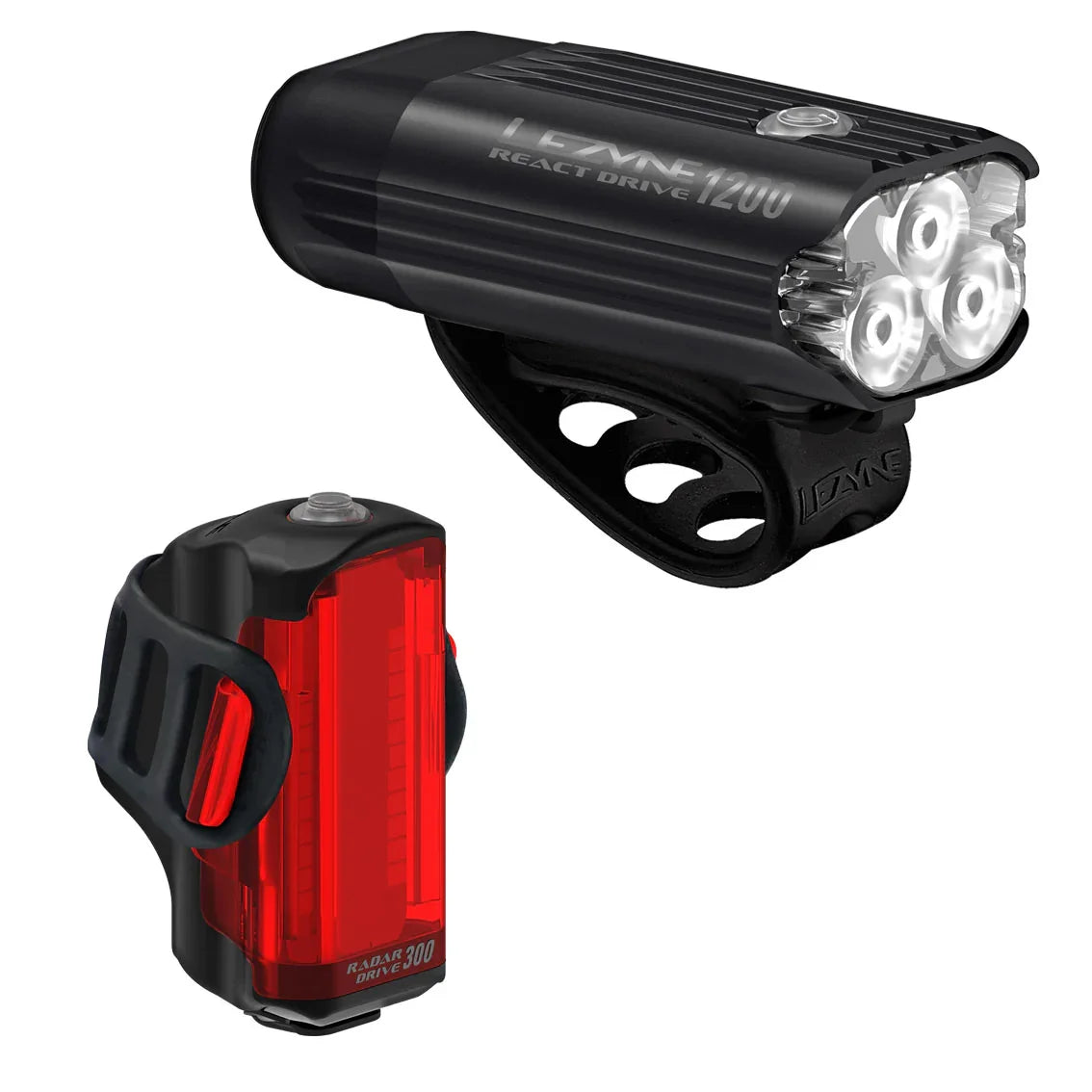 Lezyne React Drive 1200/RadarReact 300 Headlight and Taillight Set - Bicycle Warehouse