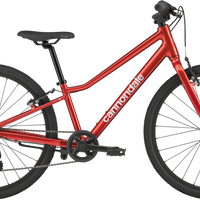Kids Quick 20 bike, metallic red frame with black seat and disc brakes