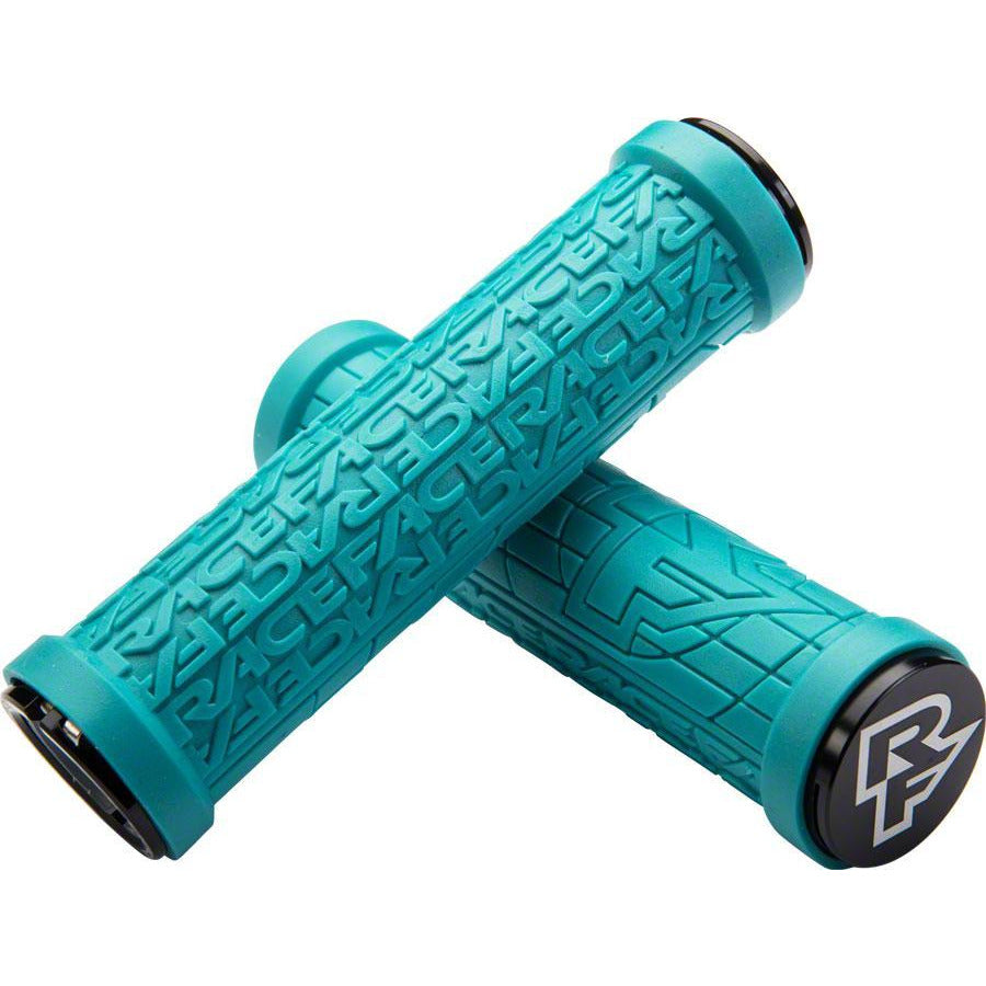 RaceFace Grippler Bike Handlebar Grips - Turquoise, Lock-On, 33mm