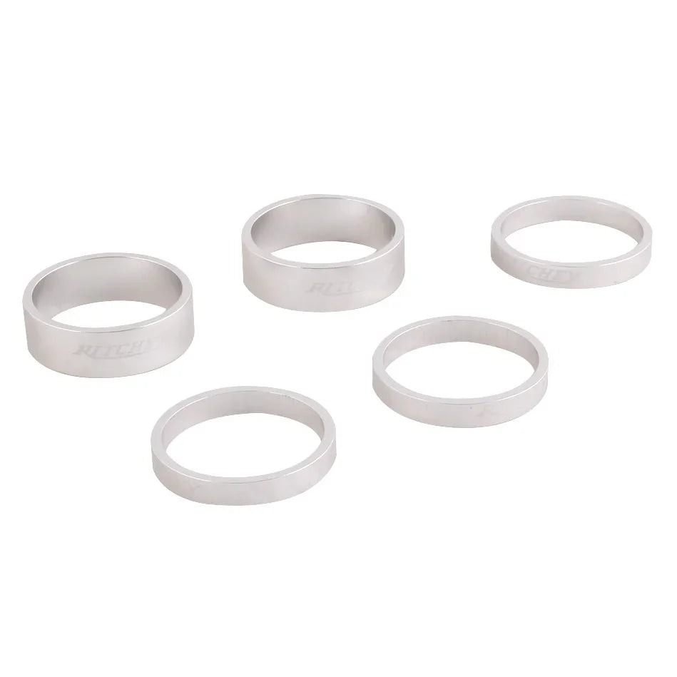 Classic Headset Spacers - 1-1/8" 10mm (x2) 5 mm (x3) Silver - Bicycle Warehouse