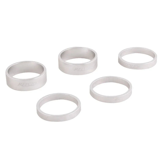 Classic Headset Spacers - 1-1/8" 10mm (x2) 5 mm (x3) Silver - Bicycle Warehouse