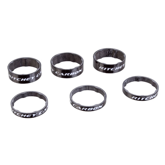 WCS Headset Stack Spacer - 1-1/8" 3x5mm 3x10mm Carbon Gloss BLK - Bicycle Warehouse
