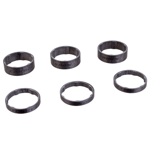 WCS Headset Stack Spacer - 1-1/8" 3x5mm 3x10mm Carbon Matte BLK - Bicycle Warehouse