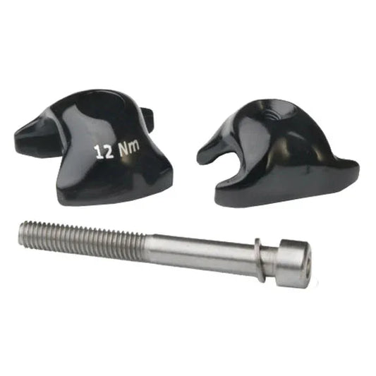 WCS 1-Bolt Seatpost Saddle Rail Clamp - Outer Plates For Carbon Posts 7 x 9.6mm Rails BLK - Bicycle Warehouse