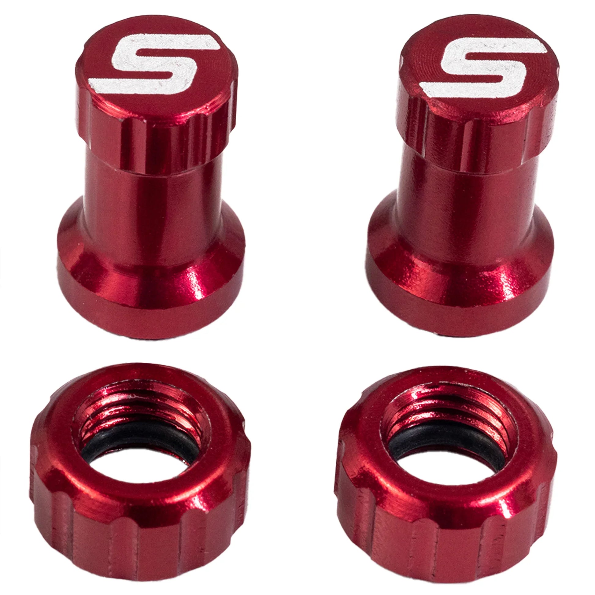 Stans Tubeless Valve Stem Cap Color Kit - Red Pair - Bicycle Warehouse