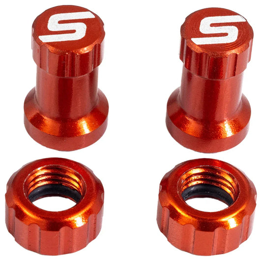 Stans Tubeless Valve Stem Cap Color Kit - Orange Pair - Bicycle Warehouse