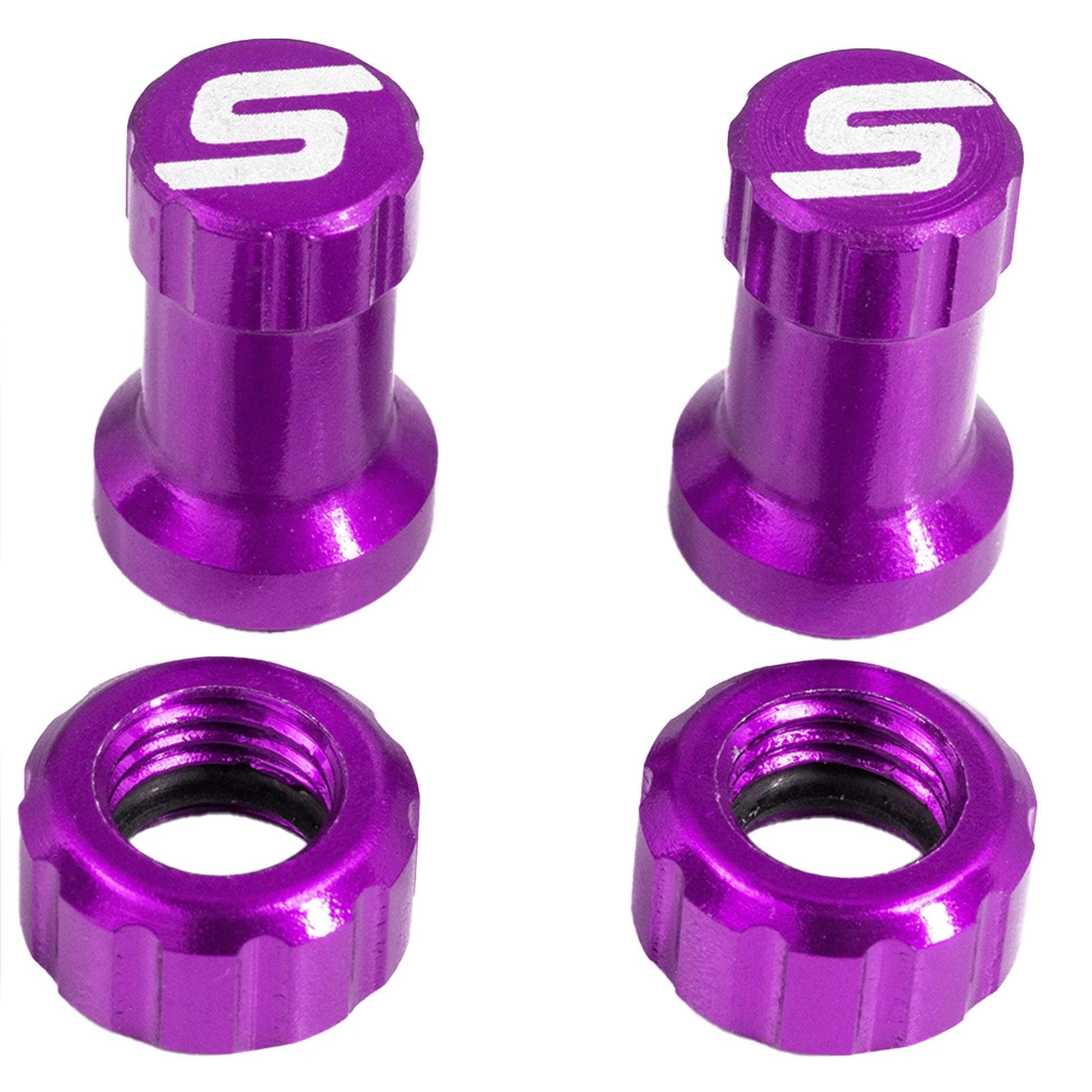Stans Tubeless Valve Stem Cap Color Kit - Purple Pair - Bicycle Warehouse