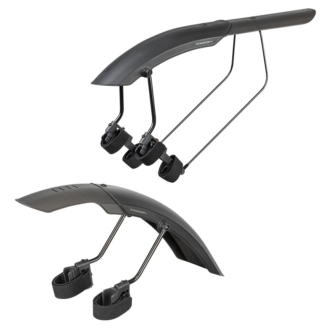 Tetrafender M1 and M2 Fender Set -Strap-on Front and Rear Black - Bicycle Warehouse