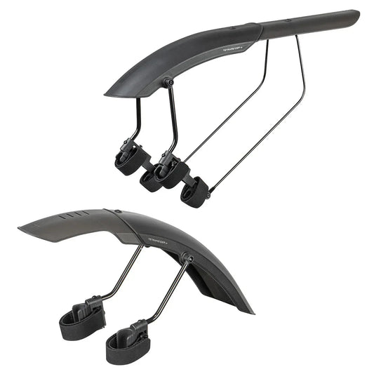 Tetrafender M1 and M2 Fender Set -Strap-on Front and Rear Black - Bicycle Warehouse