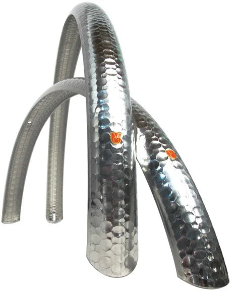 Hammered 700c x 45 Fender Set: Polished Silver (700c x 25- 35) - Bicycle Warehouse