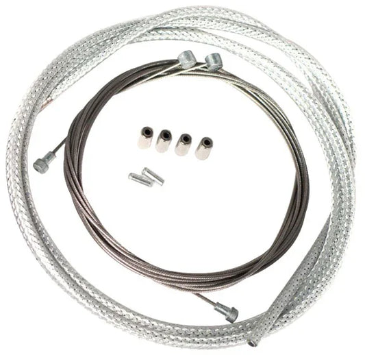 Metallic Braid Derailleur Cable Kit - Silver - Bicycle Warehouse