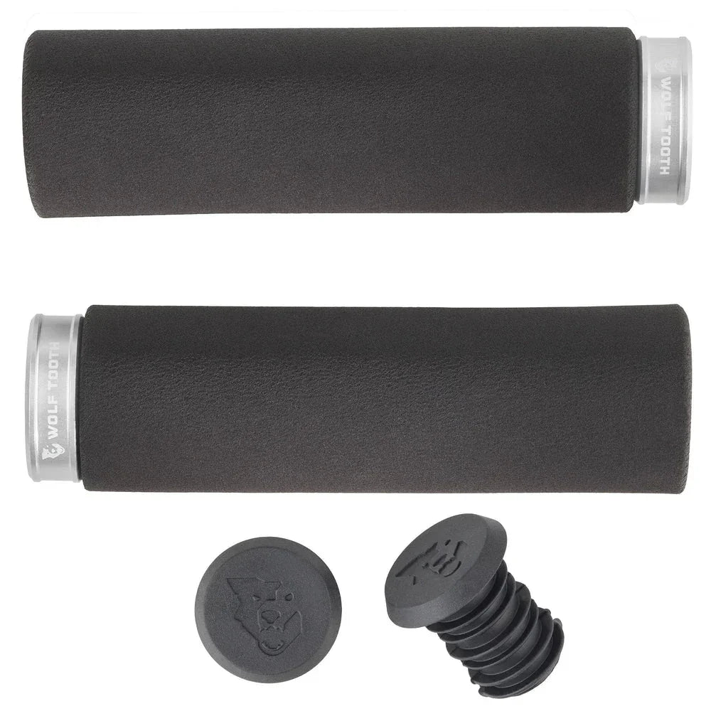 Fat Paw Lock-on Grips - Black/Raw Silver - Bicycle Warehouse