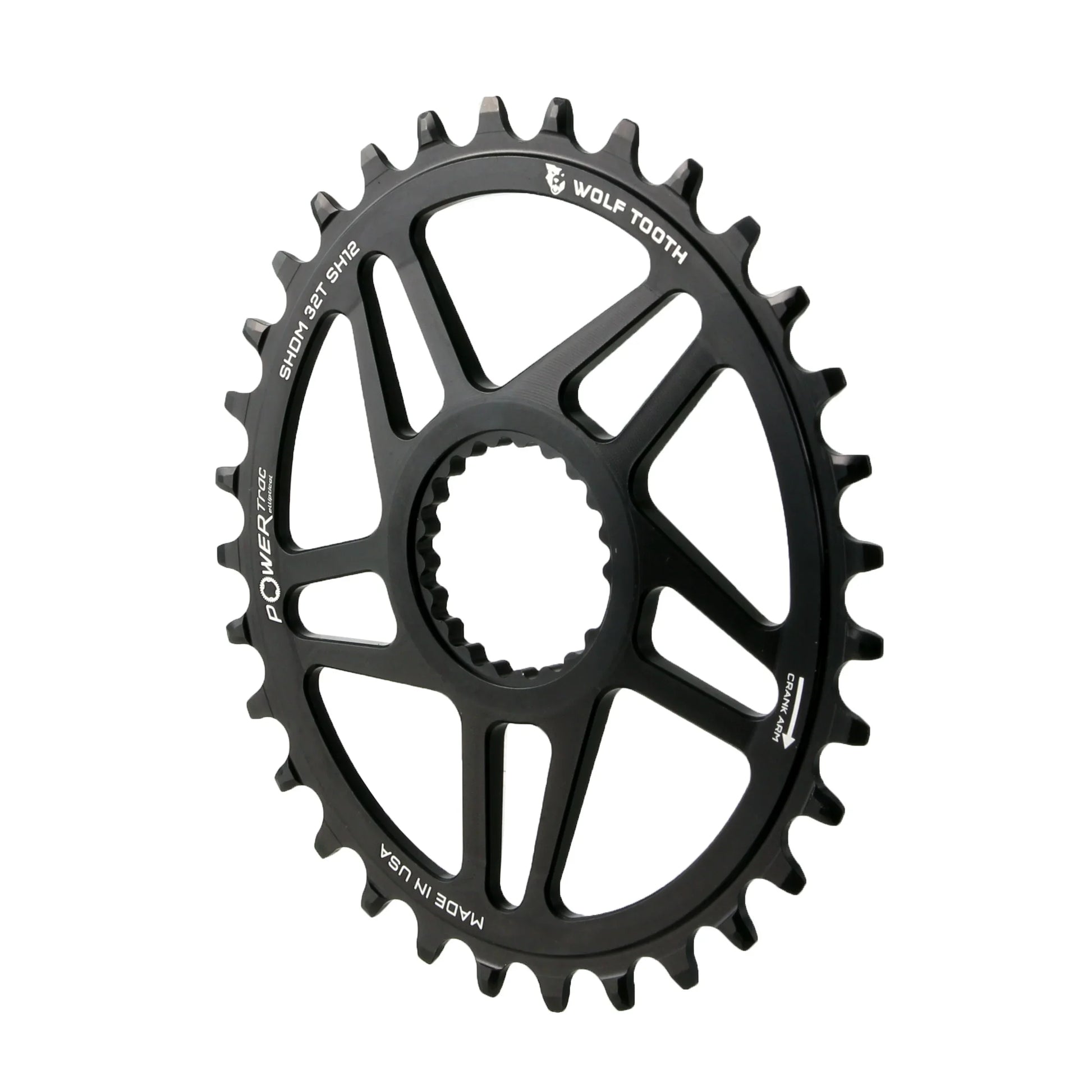 Elliptical Direct Mount Chainring - 32t Shimano Direct Mount Boost 3mm Offset Requires 12-Speed Hyperglide+ Chain BLK - Bicycle Warehouse