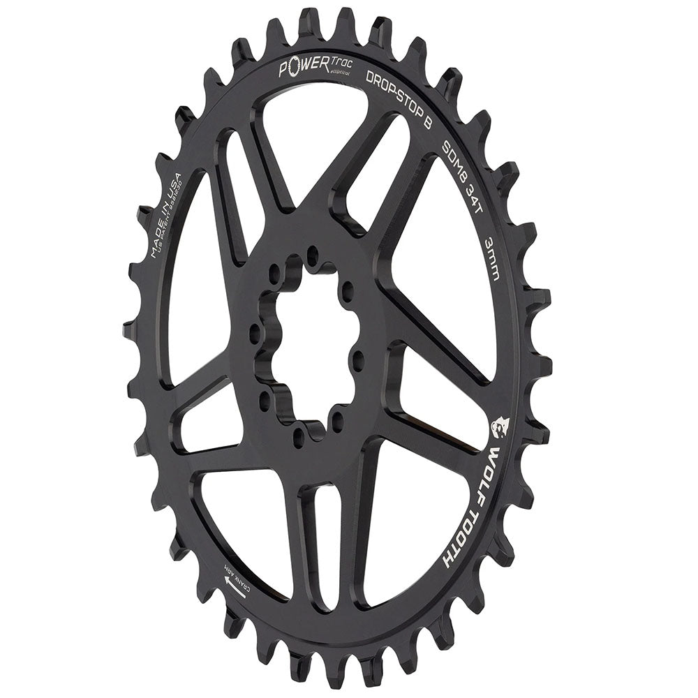 Elliptical Direct Mount Chainring - 32t SRAM Direct Mount Drop-Stop B For SRAM 8-Bolt Cranksets 3mm Offset BLK - Bicycle Warehouse