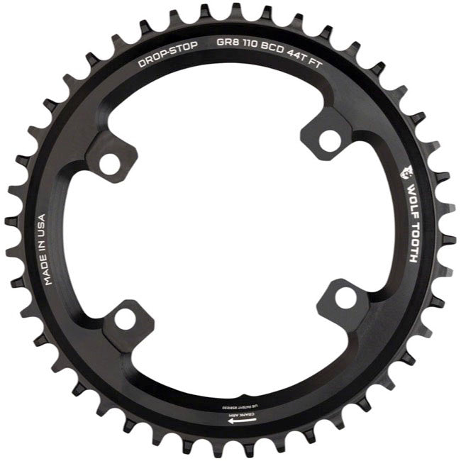 Shimano 110 Asymmetric BCD Chainring - 36t 110 Asymmetric BCD 4-Bolt Drop-Stop Flattop For Shimano GRX Cranks BLK - Bicycle Warehouse