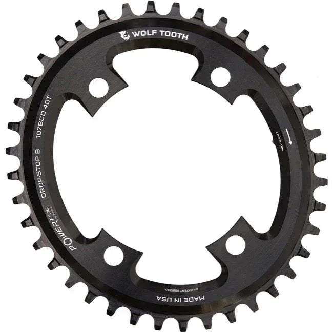 Elliptical 107 BCD Chainring - 40t Compatible SRAM 107 BCD Drop-Stop B 4-Bolt BLK - Bicycle Warehouse
