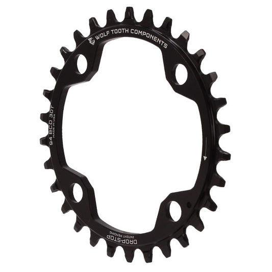 Wolf Tooth 94 BCD Chainring - 30t 94 BCD 4-Bolt Drop-Stop For SRAM Cranks BLK - Bicycle Warehouse