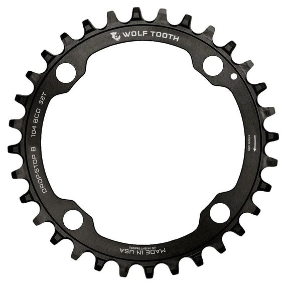 Wolf Tooth 104 BCD Chainring - 32t 104 BCD 4-Bolt Drop-Stop B Black - Bicycle Warehouse