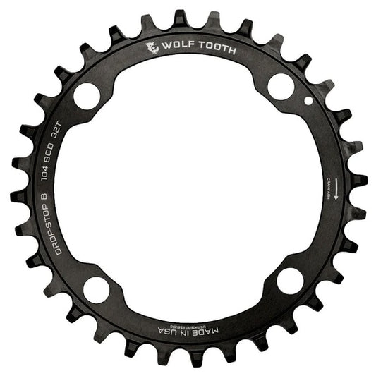 Wolf Tooth 104 BCD Chainring - 32t 104 BCD 4-Bolt Drop-Stop B Black - Bicycle Warehouse
