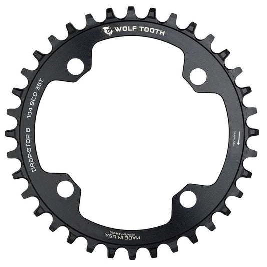 Wolf Tooth 104 BCD Chainring - 36t 104 BCD 4-Bolt Drop-Stop B Black - Bicycle Warehouse