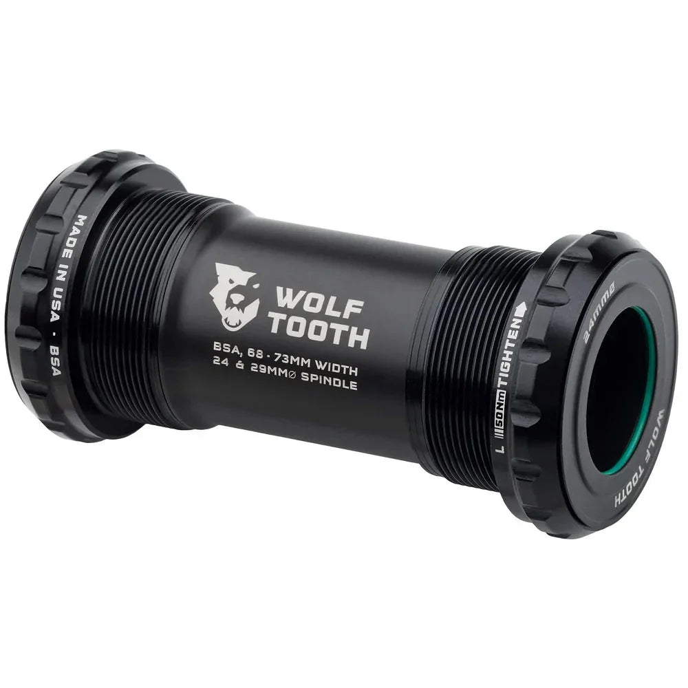 Wolf Tooth Bottom Bracket - English (BSA) 68/73mm For 24mm Spindle Black - Bicycle Warehouse