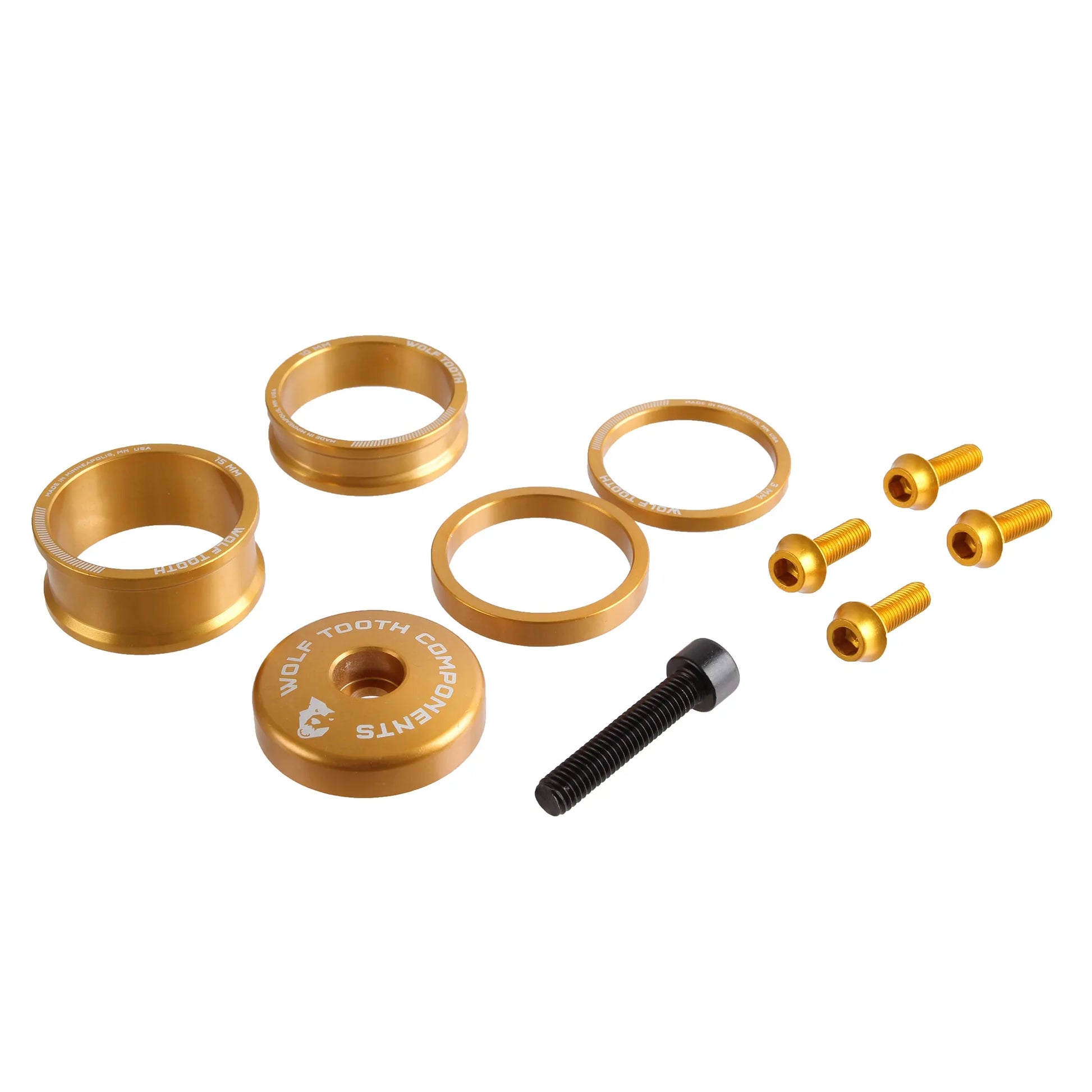 BlingKit: Headset Spacer Kit 3 510 15mm Gold - Bicycle Warehouse