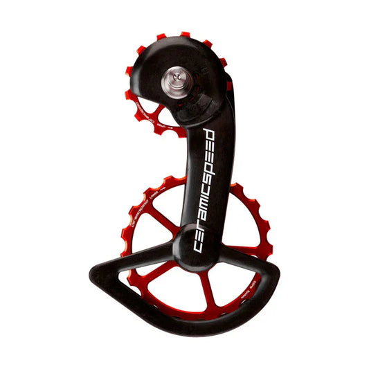 OSPW Pulley Wheel System Shimano 9100/9150 8000 SS/8050 SS - Alloy Pulley Carbon Cage Red - Bicycle Warehouse