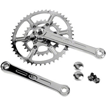 Velo Orange New Rando Bicycle Crankset - 175mm, 8/9/10-Speed, 46/30t, 50.4 BCD, Square Taper JIS Spindle Interface, Polished Stainless - Cranksets - Bicycle Warehouse